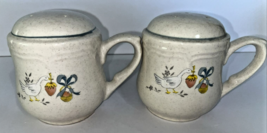 Vintage Salt And Pepper Shaker Tea Cup Shape &amp; Size With Bird &amp; Fruit De... - £17.52 GBP