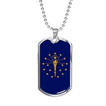 Express Your Love Gifts Indiana State Flag Necklace Engraved Stainless Steel Dog - £47.44 GBP