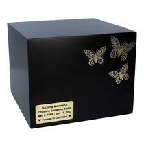 Black urn with butterflies box-shaped cremation urn for adult full size ... - $158.86+