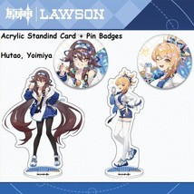 Genshin Impact x Lawson ~ Acrylic Standing Card+Pin Badge (Hutao/Yoimiya) - £9.93 GBP+