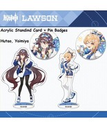 Genshin Impact x Lawson ~ Acrylic Standing Card+Pin Badge (Hutao/Yoimiya) - $13.04+