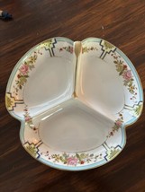 Vintage NIPPON hand painted Candy Relish Divided Dish Gold trim w/ handle 8&quot; - £13.70 GBP