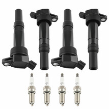 Pack of 4 Ignition Coil + Spark Plugs For Hyundai Elantra Kia Forte Soul... - $45.49