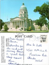 Iowa Topeka State Capitol Posted 1985 to Pinellas Park Florida VTG Postcard - £7.35 GBP