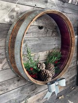 Wine Barrel Holiday Wreath or Door Hanger - Vairaa - Made from CA wine barrels - £132.94 GBP