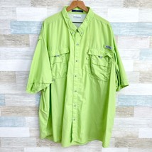 Columbia PFG Bahama II Short Sleeve Fishing Shirt Green Tactel Nylon Men... - $34.64