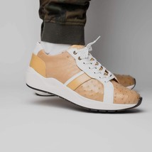 Lyon II Genuine Ostrich and Calfskin Fashion Sneaker Orix / White image 9