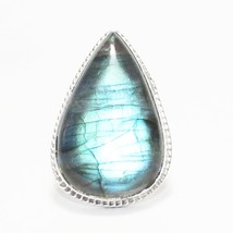 925 Sterling Silver Labradorite Ring Handmade Birthstone Jewelry All Size - £31.86 GBP