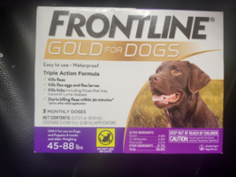 Frontline Gold 100 % Genuine Epa. Approved for Dogs 45 - 88 Lbs. ( 3  Doses ) - £23.86 GBP