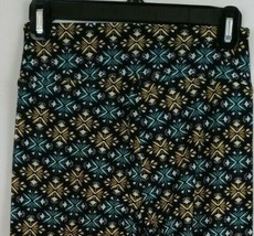 New LuLaRoe One Size Leggings Black With Turquoise &amp; Yellow Floral Design - £12.19 GBP