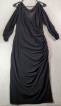 Laundry by Shelli Segal Long Maxi Dress Womens Size 12 Black Long Sleeve V Neck - £20.58 GBP