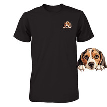 Funny Beagle Dog Peeking Pocket Tshirt Cute Puppy Dog Lover Tee Print Gift - $18.76+