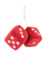 3&quot; x 3&quot; Red Plush Fuzzy Dice Hanging Rear View Mirror Vintage Hotrod Str... - $92.66 MXN