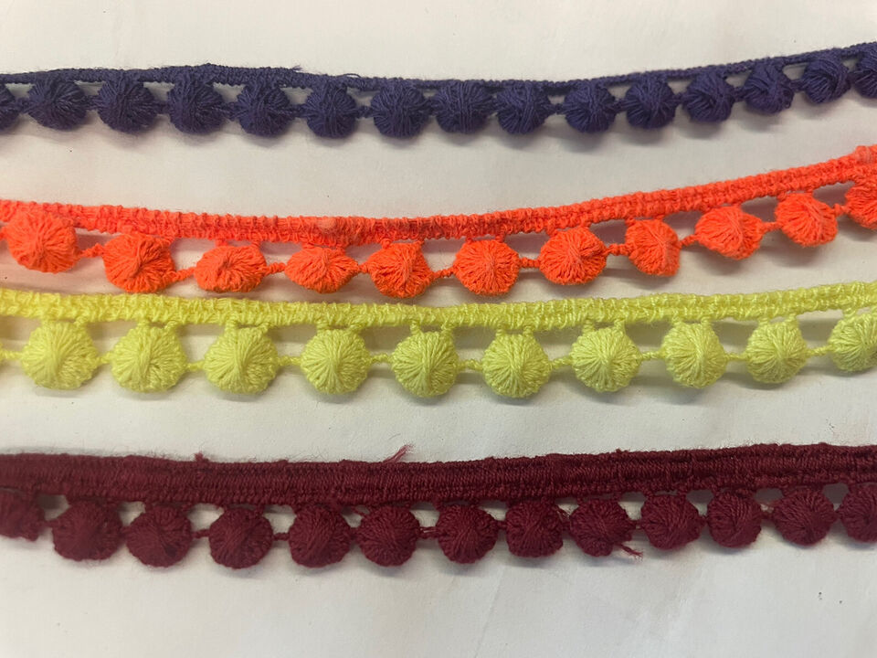 2 yards Burgundy purple Neon orange or yellow Circle Dot Venice Lace Tri... - $1.29
