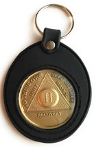 AA NA Medallion Holder Universal Fit Black Silicone Keychain Sobriety Coins - £10.35 GBP