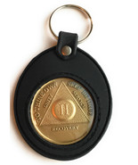 AA NA Medallion Holder Universal Fit Black Silicone Keychain Sobriety Coins - £10.38 GBP