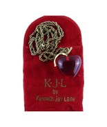 Kenneth Jay Lane, Gold Tone Red Lucite Apple Necklace, 34 Inch Rope Chain - £27.09 GBP