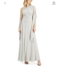 Size 10  J Kara Women&#39;s Sleeveless Scallop Long Beaded Dress In Silver  $259.00 - £79.63 GBP