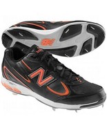 Mens Baseball Cleats New Balance Black Orange Low Mesh Metal Shoes $90-s... - £15.82 GBP