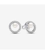 Treated Freshwater Cultured Pearl &amp; Pavé Halo Stud Earrings 293154C01 - £15.19 GBP