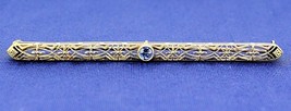 VINTAGE BLUE TOPAZ SOLITAIRE PIN / BROOCH REAL SOLID 14 K GOLD 3.7 g - $343.00