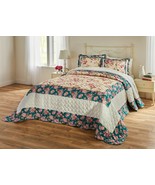 BrylaneHome Jade Blossom Floral Quilted Oversized Bedspread, Twin - £60.03 GBP