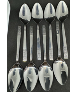 Set of 8 Table Spoons Lifetime Cutlery Stainless Taiwan LCU35 Floral Pat... - £15.28 GBP