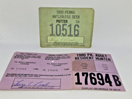 1980 Pennsylvania Adult Resident Hunting License and anterless deer tag ... - $9.74