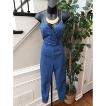 Haute Monde Jumpsuit Womens Medium Blue Denim Adjustable Strap Back Zipper - £23.73 GBP