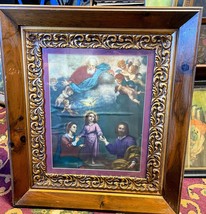 Vintage painting of child ,god, and angles - £126.38 GBP