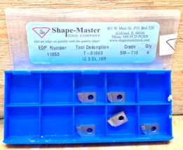 Shape Master  Inserts T-01663 IG 3.0L 18R Grade SM-710 - £52.54 GBP