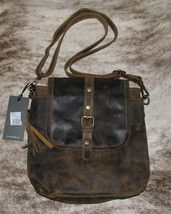 Myra Bag #2168 &quot;Brown Beauty&quot; Distressed Leather 10&quot;x2&quot;x9&quot;~Snap Flap~Pockets~ - £42.22 GBP