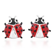 Whimsical  Red Lady Bug Sterling Silver Earrings - £12.50 GBP