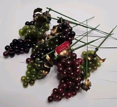 Lot Of 10 Artificial Grape Picks For Crafts Decorating Each Bunch 3&quot; Long - £7.56 GBP