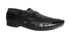 Basconi Black Leather Driving Moccasins Men&#39;s Net Buckle Shoes Size US 1... - $121.16