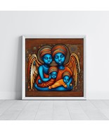 African Black Blue Heaven Angels Painting Print White Framed  &quot;12x12&quot; By... - $65.03 CAD