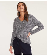 LOFT Lou &amp; Grey Marlknit V-Neck Top Dark Blue/Ivory Marl New - $29.99
