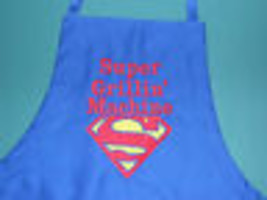 SUPERMAN ROYAL BLUE HEAVY APRON PERSONALIZED DAD FATHER EMBROIDERED UpTo... - £23.91 GBP