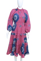 Ulla Johnson Women&#39;s Abstract Printed Cotton Tiered Flared Midi Gown Dre... - $213.55