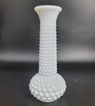 Vintage E.O. Brody Cleveland OH. Bud vase 7 1/2&quot; M2000 Hobnail Milk White Glass - £8.12 GBP