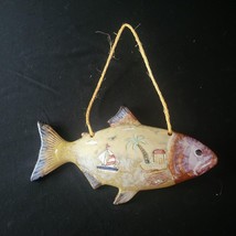 Ceramic Fish Wall Hanging 9&quot; x 6&quot; Glazed Rope Cabin Lake Ocean Coast Hou... - $19.79