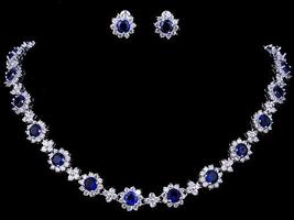 Luxury Cubic Zircon Crystal Bridal Jewelry Sets Necklace Earrings Sets for Women - £27.36 GBP