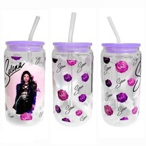 Selena Roses Clear Glass Tumbler Cup 16 oz UV DTF Design With Glass Straw - £14.00 GBP