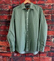 Michael Kors Classic Fit Men&#39;s Casual Long Sleeve Shirt L Green Print - £14.81 GBP