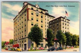 Postcard Albert Pike Hotel Little Rock Arkansas Linen Old Cars - £3.99 GBP