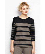 Lands End Roll Sleeve Star Fish Collection Black Stripe Open Crew Top Sm... - $468.81 MXN