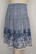 Max Studio Medium Blue Floral Trellis Print Short Lined Chiffon Skirt - £12.36 GBP