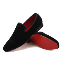 FERUCCI Plain Black Velvet Square Toe Slippers  loafers Flat wedding Prom luxury - £119.87 GBP