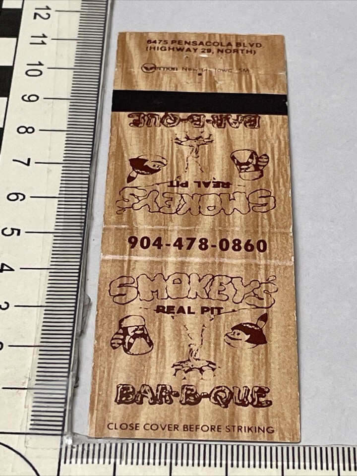 Vintage Matchbook Cover Smokey’s Real Pit  Bar-B-Que Pensacola, FL  gmg ... - $12.38 Vintage Matchbook Cover Smokey’s Real Pit  Bar-B-Que Pensacola, FL  gmg ... - $12.38