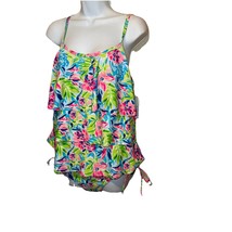 Stella Parker Swimsuit Two Piece Tiered Tankini Padded bra sz L NEW - $78.21